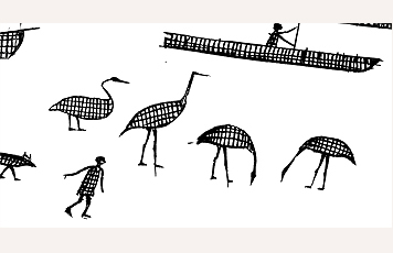 Fig. 13 Birds. Detail from engraved walrus tusk attributed to Happy Jack by D. J. Ray.