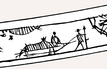 Fig. 1 Sled scene. Detail from engraved drill bow. 