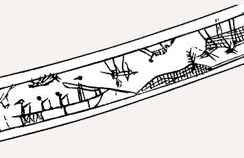 Fig. 3 Bowhead whale blowing. Detail from engraved drill bow. 