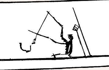 Fig. 2 Fishing through a hole in the ice. Detail from engraved drill bow. 