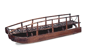 Fig. 1 Iñupiaq basket sled of wood, bone and baleen, collected at Point Barrow by Rochfort Maguire on HMS Plover, 1852-5. 