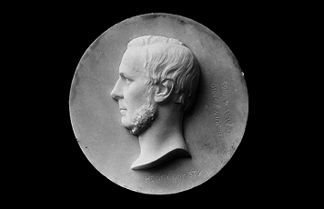 Fig. 6 Portrait of Henry Christy (1810-65). Alabaster medallion by Thomas Woolner, RA.