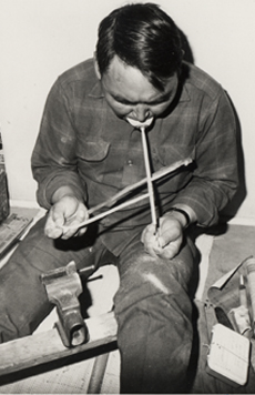 Fig. 8 Andrew Tooyak working in his studio in Point Hope, Alaska.