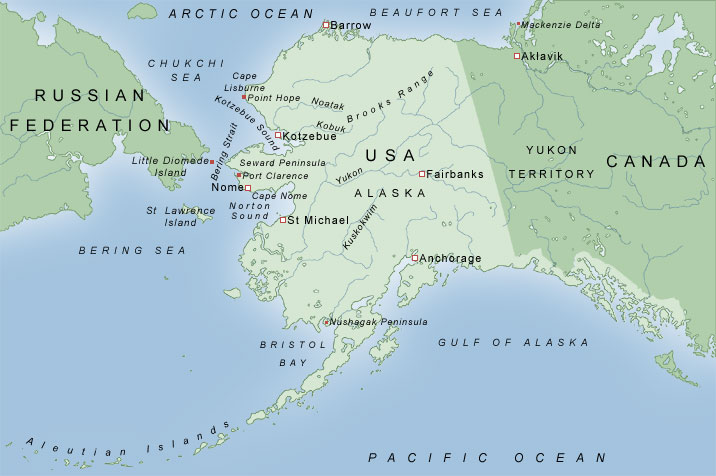 Map showing the Iñupiaq area